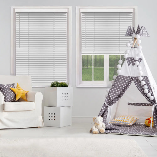 2" Cordless Faux Wood Blinds, White
