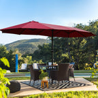 Double-Sided Outdoor Market Umbrella With Lights And Base
