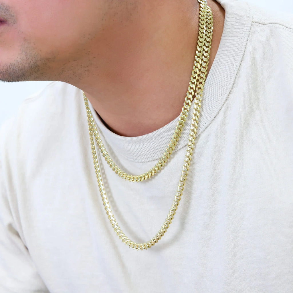 14K Real Yellow Gold Royal Monaco 6Mm Miami Cuban Link Necklace (16"-30") Italian Jewelry for Men & Women