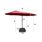 Double-Sided Outdoor Market Umbrella With Lights And Base