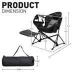 Ainfox Hammock Camping Chair with Footrest, Foldable Portable Rocking Chairs for Adults Outside Swinging Camp for Outdoor Patio Poolside