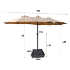 Double-Sided Outdoor Market Umbrella With Lights And Base